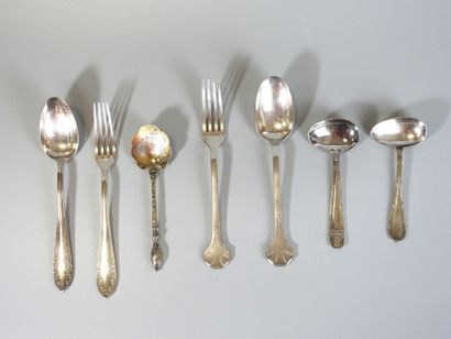 Various silver plated metal, spoons, cutlery...