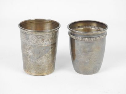 TWO silver TIMBALS marked Geneviève and Françoise....
