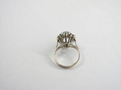 Antique daisy ring (1920/1930) in white gold...