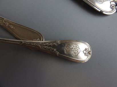 Part of a silver cutlery set with Silz inscription,...