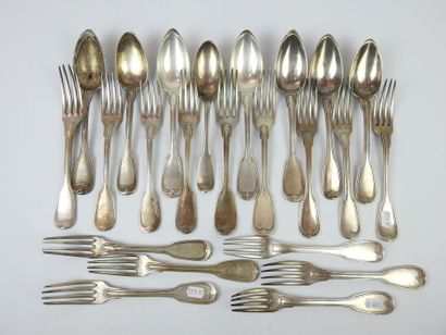 LOT of silver cutlery including twelve large...