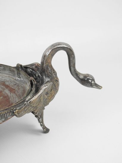 Silvered bronze centerpiece of oval shape...