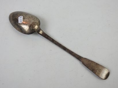 RAGOUT SPOON in silver, monogram in a shield...