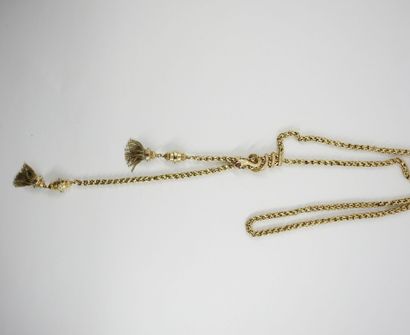 Tie necklace in yellow gold decorated with...