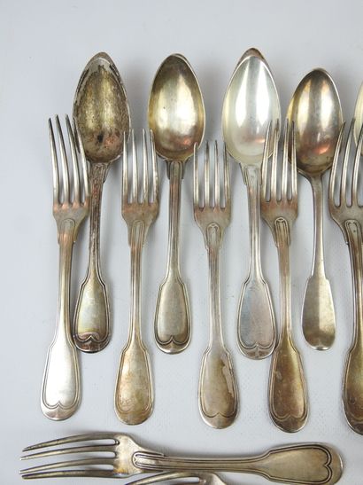 LOT of silver cutlery including twelve large...