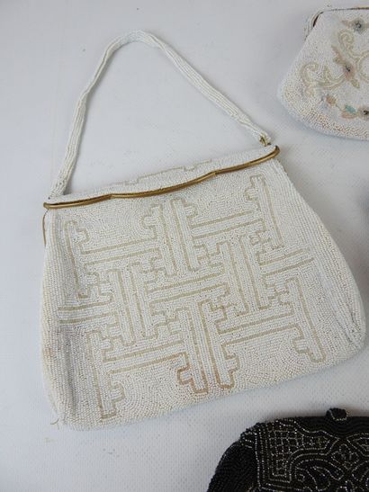LOT of five clutches or purses in pearls...