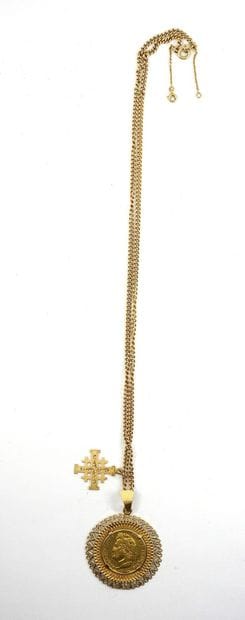 CHAIN Pendant gold 20 francs and pendant...