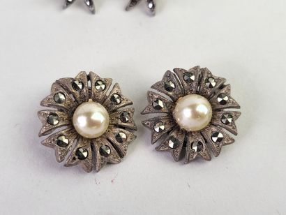 Lot of 20 silver jewels (800°/°°°) and marcasites...