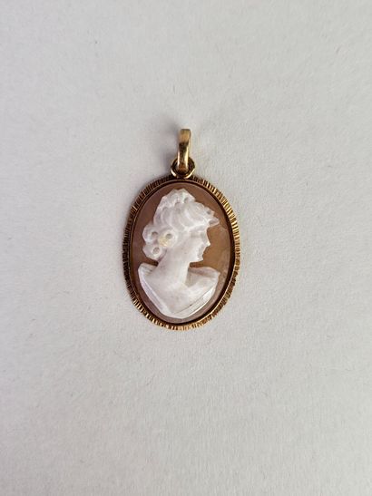 Pendant in 18K yellow gold (750°/°°) centered...