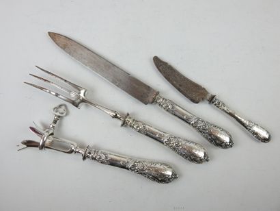 Cutting knife with silver handle in rocaille...