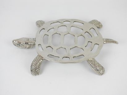Silver plated metal plate in the shape of...