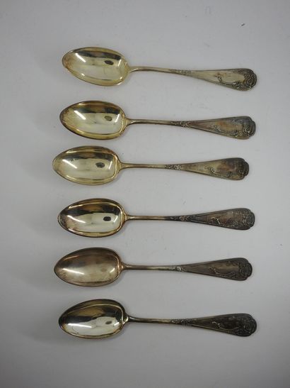 SIX coffee spoons in silver 800 thousandth....