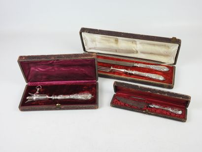 Cutting knife with silver handle in rocaille...