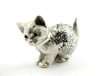 CHRISTOFLE : Miniature cat in silver plated...