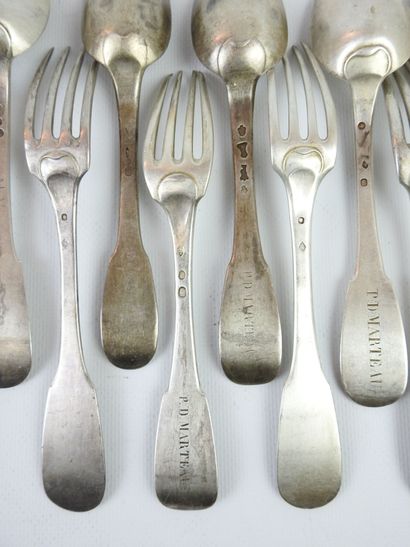 COUVERTS in silver model uni-flat marks Coq,...