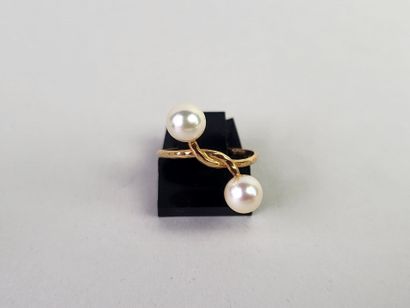 Ring Toi et Moi in 18K yellow gold set with...