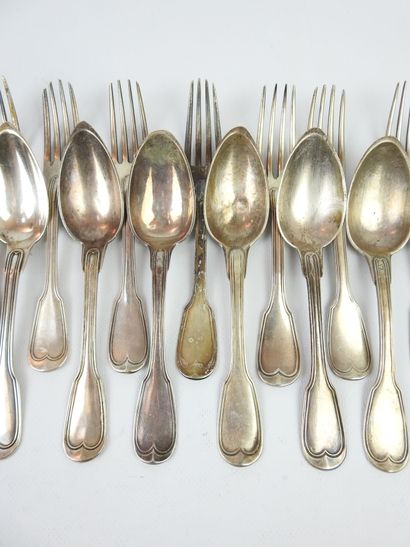 LARGE CUTLERY. Twelve large forks and twelve...