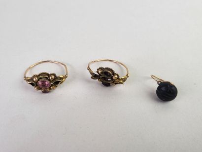 Small lot of jewelry in yellow gold 18K (750°/°°)...