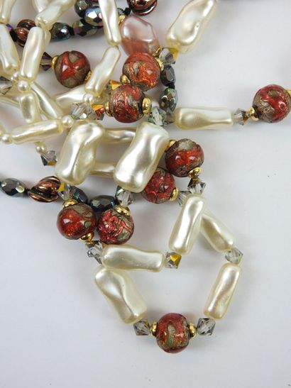 Lot of two necklaces with two rows of Murano...