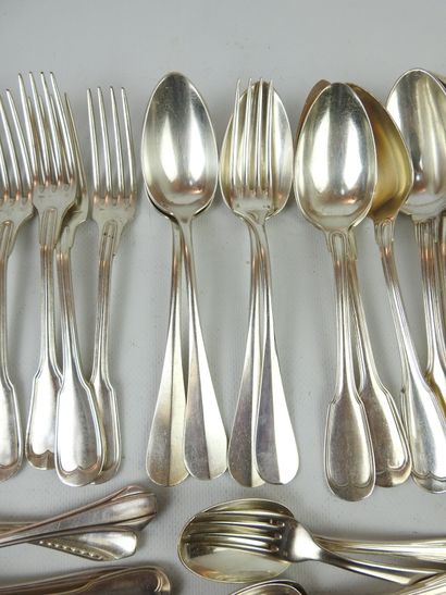 LOT OF silver plated cutlery including large...