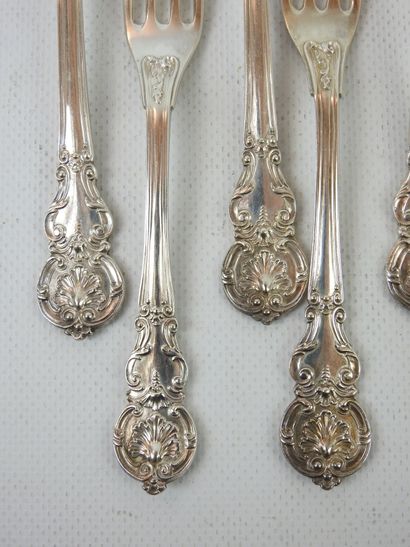 SIX silver CUTLERY of violonnée form with...