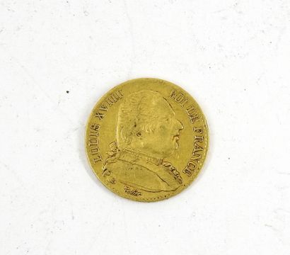 MONEY 20 francs gold 1815 Louis XVIII king...