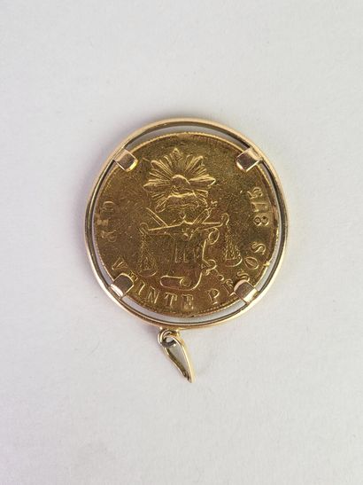 Coin of 20 Mexican Pesos in gold (875°/°°),...