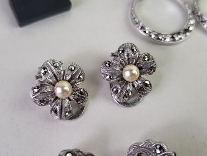 Lot of 20 silver jewels (800°/°°°) and marcasites...