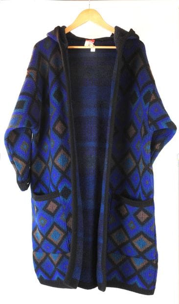 KENZO PARIS: Pure wool knit coat with hood...