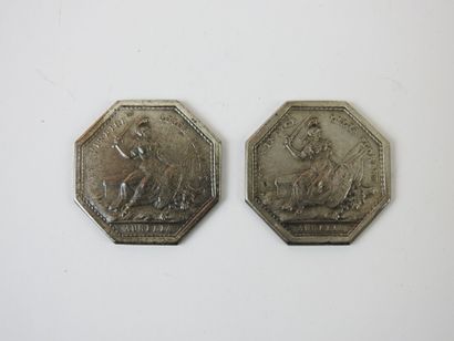 ARTHUS BERTRAND Paris : Two silver tokens...