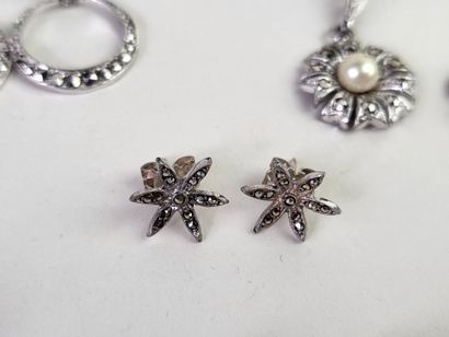 Lot of 20 silver jewels (800°/°°°) and marcasites...
