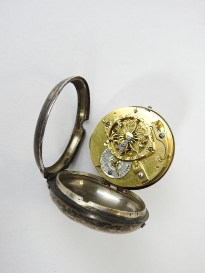 OIGNON WATCH in silver with white enamelled...