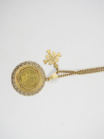 CHAIN Pendant gold 20 francs and pendant...