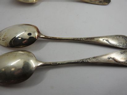 SIX coffee spoons in silver 800 thousandth....
