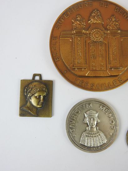 A lot of five medals including a large bronze...