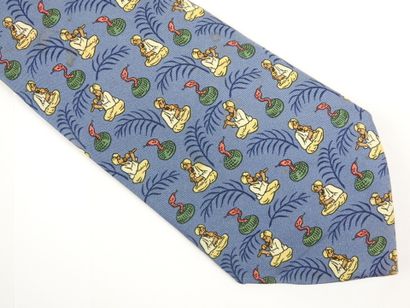 HERMES - Paris : Silk tie with snake charmer...