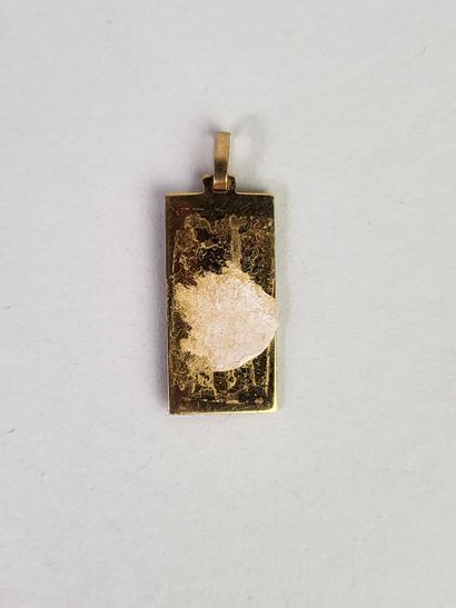 Rectangular religious medal in 18K yellow...