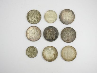 Silver coins including francs 1984 - 10 francs...