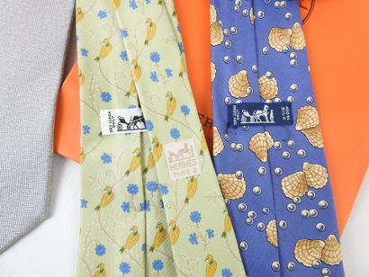 HERMES-PARIS: two silk ties. Worn from use....