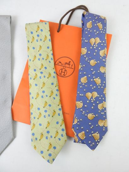 HERMES-PARIS: two silk ties. Worn from use....