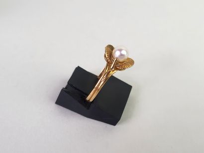 Ring in 18K yellow gold (750°/°°) centered...