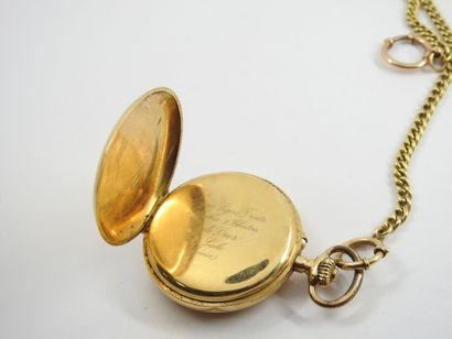 POCKET WATCH with chain in yellow gold 750...