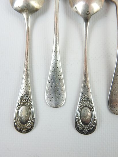 SIX COFFEE SPoons in silver with guilloche...
