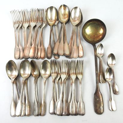 A silver-plated cutlery set with pearl decoration...