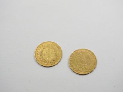 TWO 10 francs gold coins 1857 and 1907