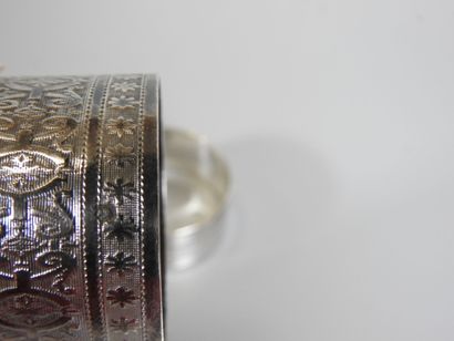 THREE silver napkin rings, Minerve mark....