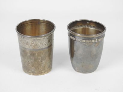 TWO silver TIMBALS marked Geneviève and Françoise....