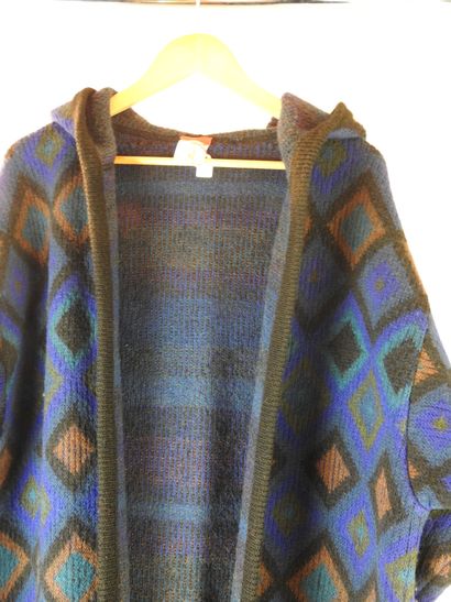 KENZO PARIS: Pure wool knit coat with hood...
