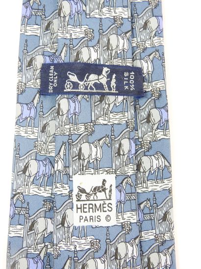 HERMES - Paris : Silk tie with horses pattern....