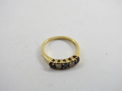 RING in yellow gold 750 thousandth, decorated...